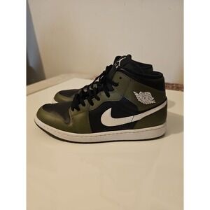 Jordan Air Jordan 1 Mid Medium Olive Black White DQ8426-092 Men's Sneaker S. 12